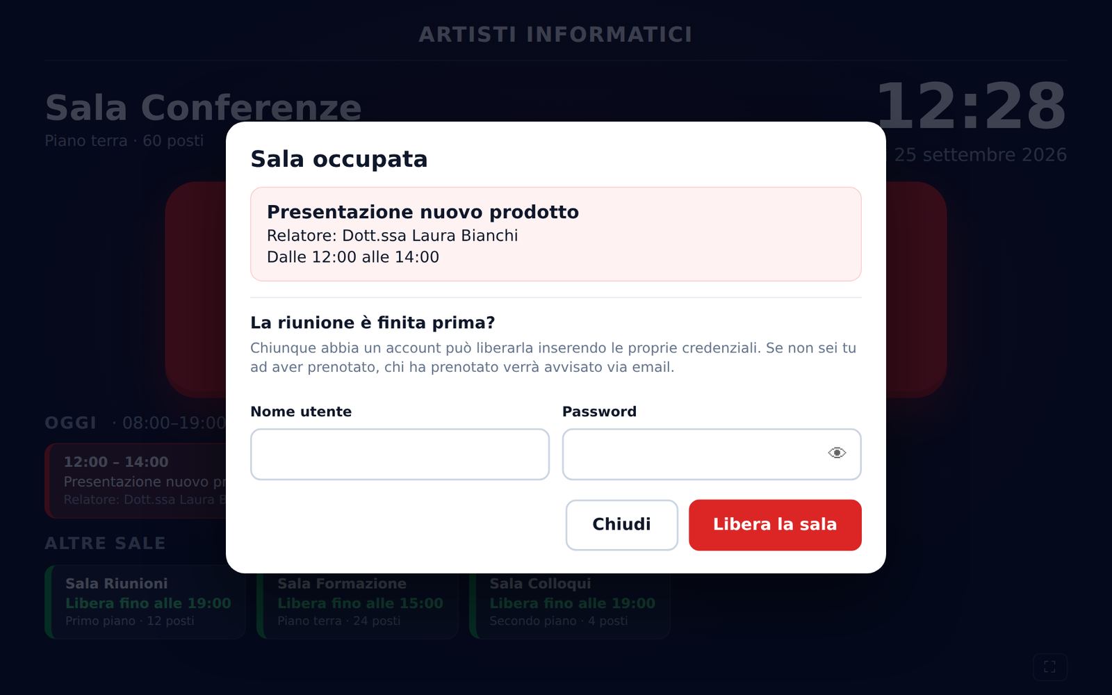 Liberare la sala in anticipo