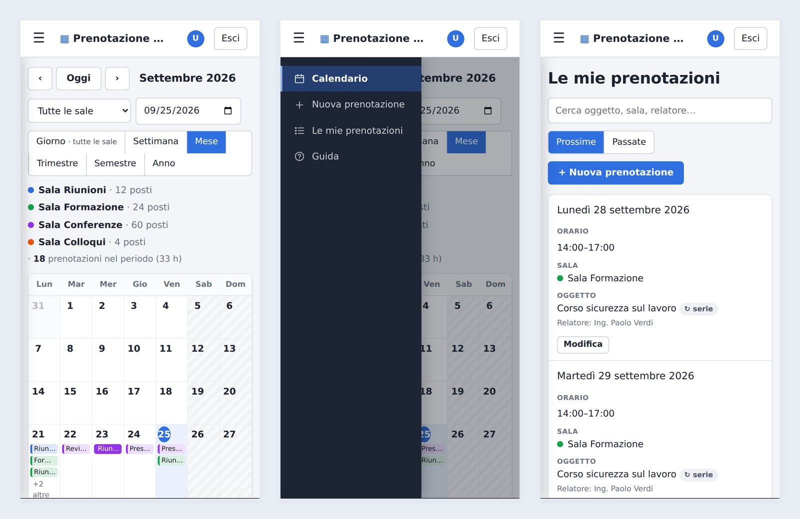 Mese, menu e prenotazioni su smartphone